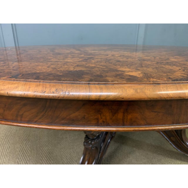 Large Victorian Burr Walnut Coffee Table, 1875 For Sale - Image 3 of 11