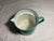 Vintage Large Enamelware Pitcher Aqua With White Interior Double Gold Stripes For Sale In Dallas - Image 6 of 7