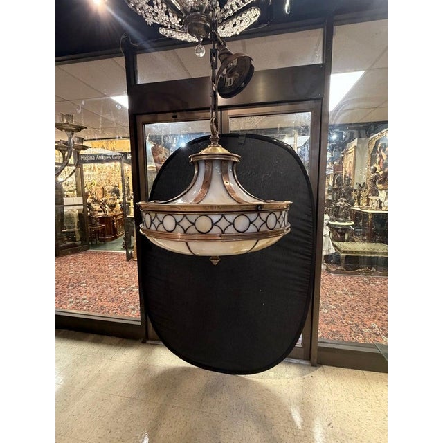 1900s Caldwell Leaded Glass Neoclassical Style Lantern For Sale In New York - Image 6 of 7