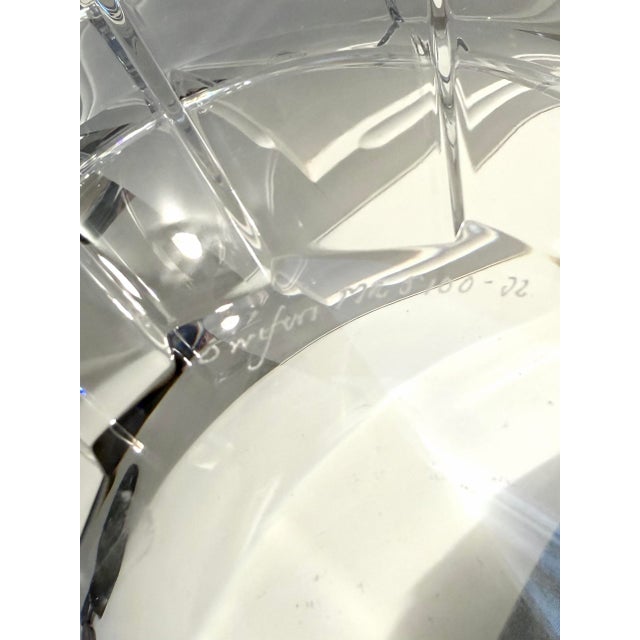 Modern Orrefors Sweden Faceted Cut Crystal 11” Centerpiece Bowl - Signed For Sale In Chicago - Image 6 of 9
