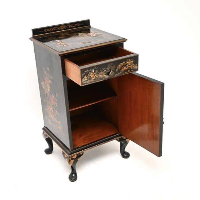 Antique Chinoiserie Lacquered Bedside Cabinet, 1900s For Sale - Image 3 of 12
