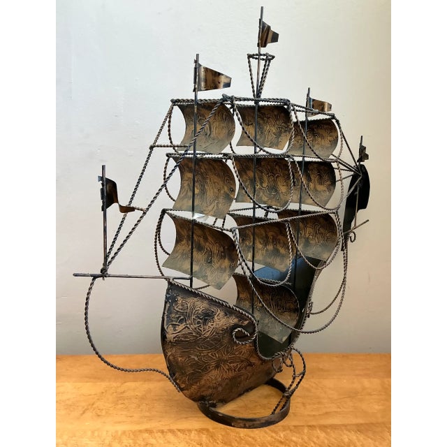 Rustic Vintage Monumental Iron Nautical Ship Lamp For Sale - Image 3 of 12