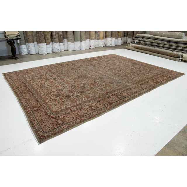 Persian 1890s Antique Persian Malayer Wool Rug in Brown Allover Floral Design For Sale - Image 3 of 11