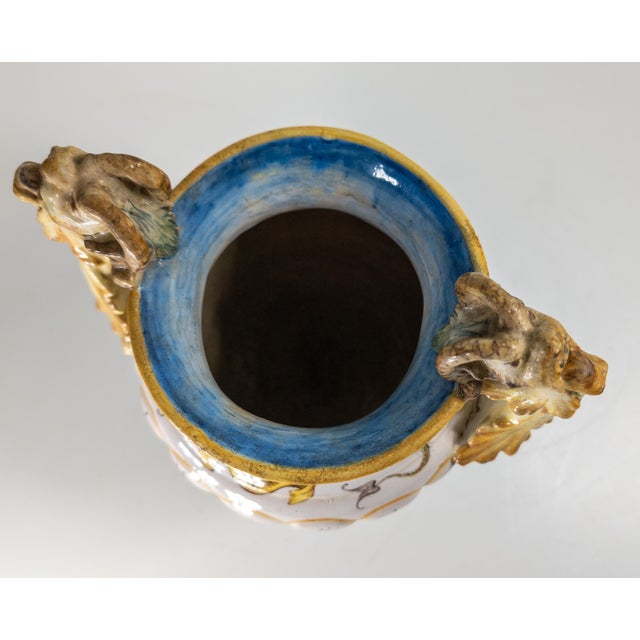 20th Century Renaissance Revival Italian Majolica Maiolica Faience Urn or Vase For Sale - Image 9 of 14