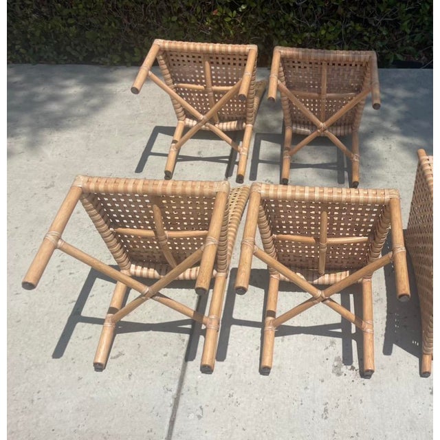 Wood Authentic McGuire Antalya Laced Rawhide Dining Chairs, a Set of 4 For Sale - Image 7 of 12