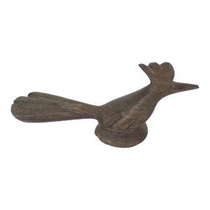 Mid Century Modern Wood Road Runner, Vintage Carved Exotic Wooden Bird
