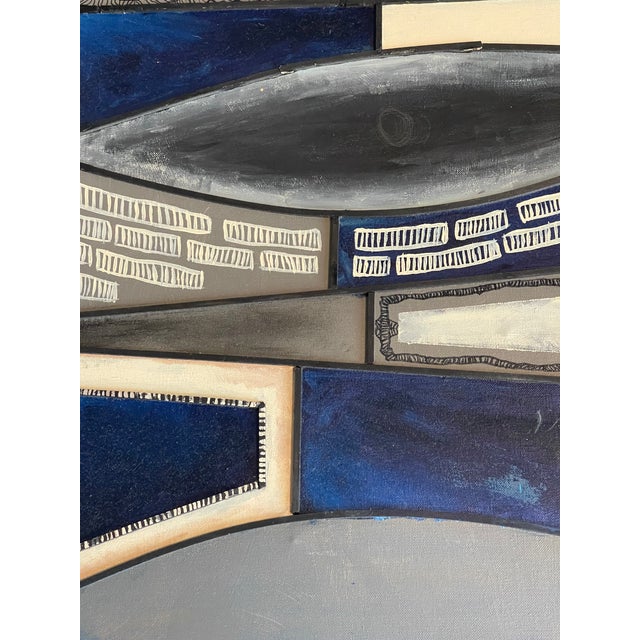 Abstract 1970s Dark Modern Abstract Painting on Canvas Fram D For Sale - Image 3 of 5