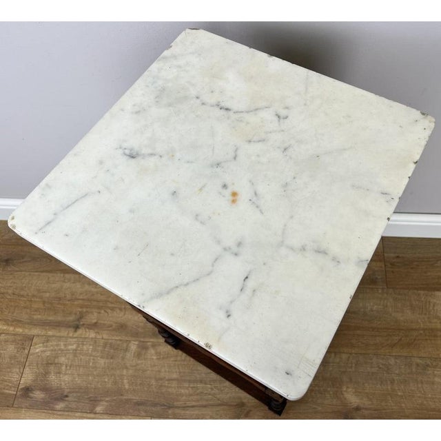 Antique French Oak Bedside Table with Marble Top For Sale - Image 13 of 16
