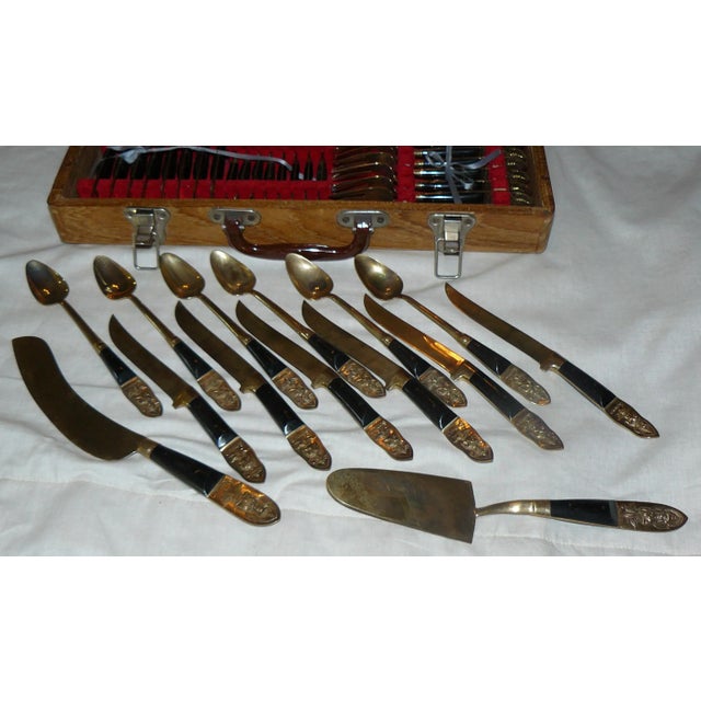 Mid 20th Century Vintage Bronze and Horn Flatware From Thailand by S Samran For Sale - Image 5 of 12