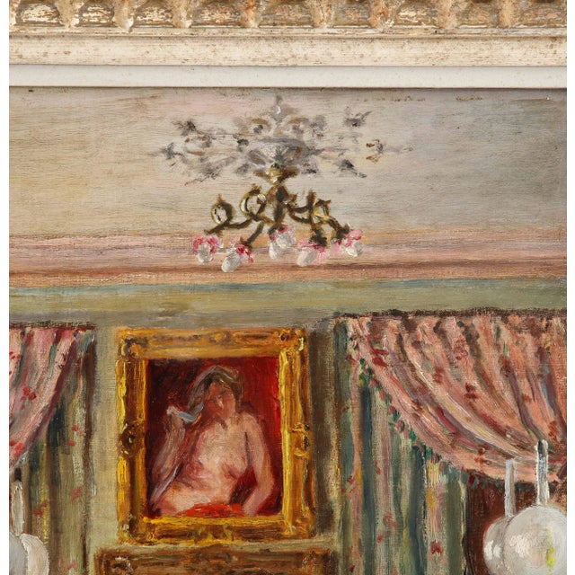 An Oil on Canvas Painting of an Interior For Sale - Image 10 of 13