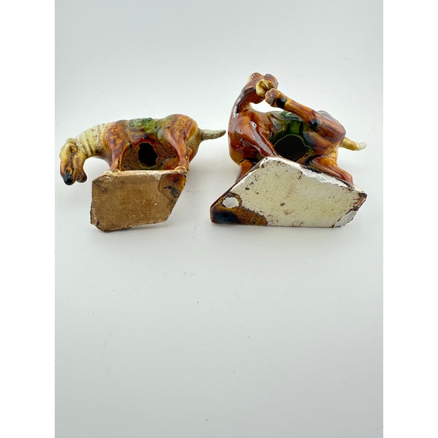 Late 20th Century Vintage Sancai Glaze Ceramic Horse Figurines Set - Tang Dynasty Style - Pair of 2 For Sale - Image 5 of 8