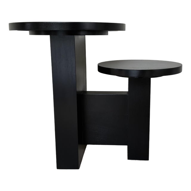 Noir Company Modern Two-Tier Black Wood Side Table For Sale