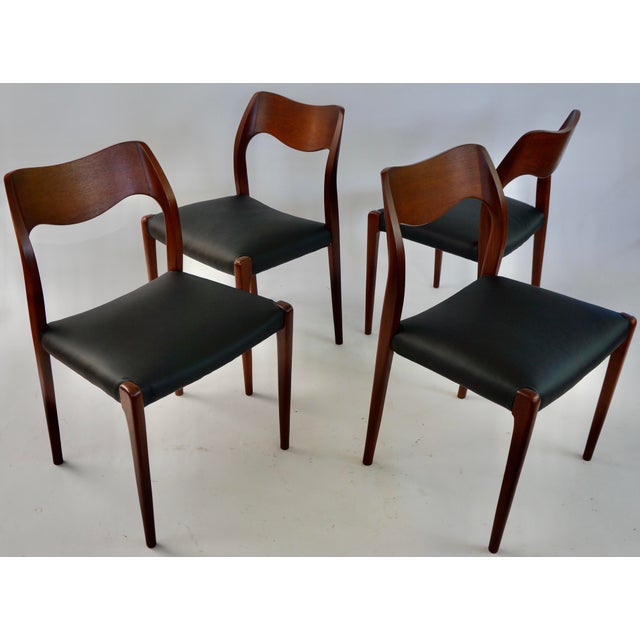 Wood Mid 20th Century Niels Otto Moller Teak Chairs Model 71- Set of 4 For Sale - Image 7 of 12