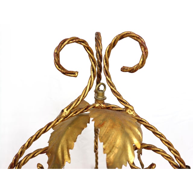 Mid 20th Century Vintage Italian Gilt Metal Hanging Planter For Sale - Image 5 of 12