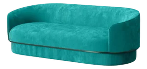 Modern Gentle Sofa in Teal Velvet and Bronze Metal by Javier Gomez