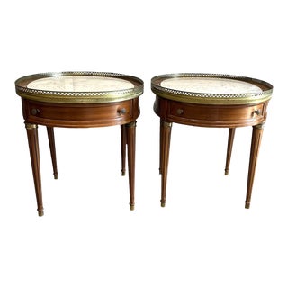 Early 20th Century Pair of Antique French Louis XVI Style Bouillotte Tables - a Pair For Sale