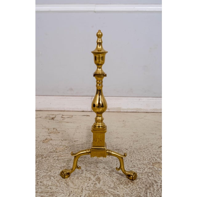 Chippendale Pair Virginia Metalcrafters Colonial Williamsburg Fireplace Andirons For Sale - Image 3 of 11