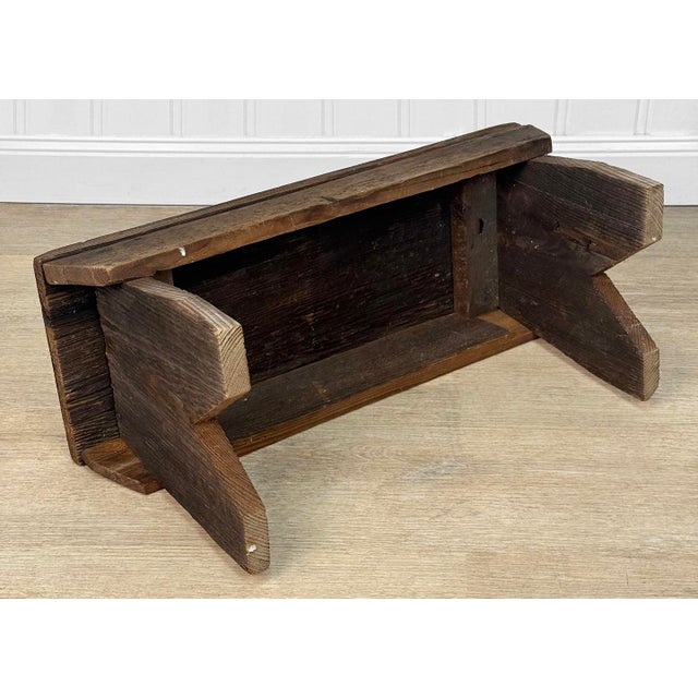 Brown Antique Primitive Farmhouse Wood Footstool Ottoman For Sale - Image 8 of 8