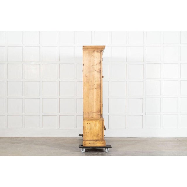 Tan Monumental 19th Century English Pine Housekeepers Cupboard, 1880s For Sale - Image 8 of 16