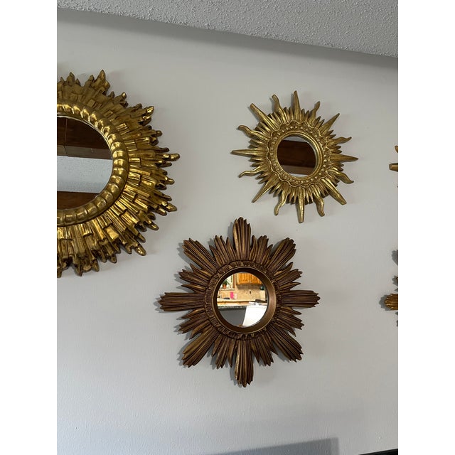 Large 18" Vintage 1990s Golden Sunburst Wall Mirror For Sale - Image 18 of 18