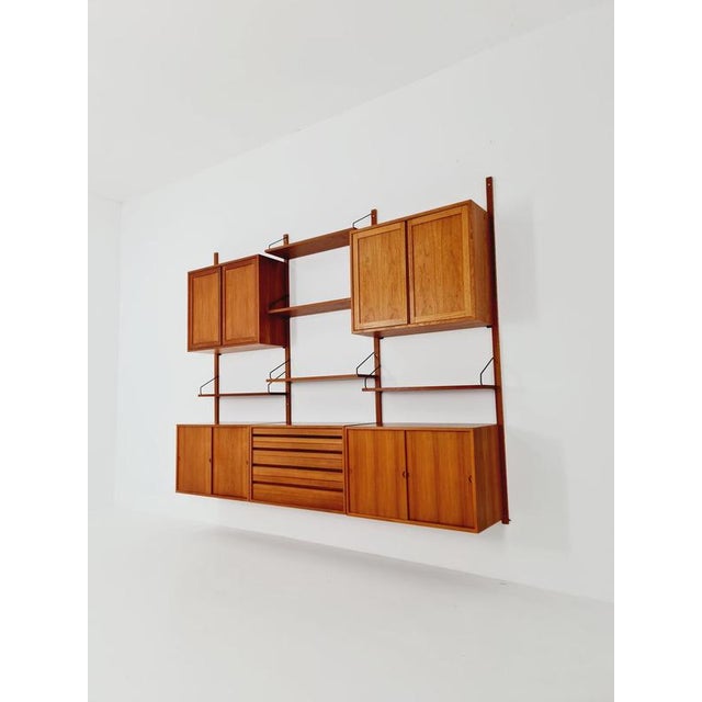 Large Mid-Century Danish Teak Wall Unit with 5 Cabinets by Poul Cadovius for Cado, Denmark, 1960s For Sale - Image 5 of 18