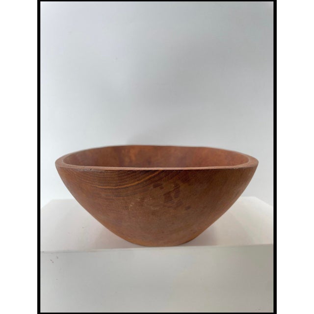 Large Vintage Hand Turned Solid Teak Wood Bowl Organic Modern MCM For Sale In New York - Image 6 of 7