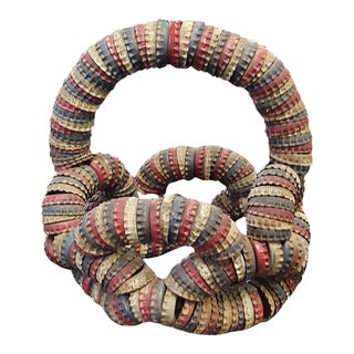 1930s American Folk Art Bottle-Cap Basket For Sale