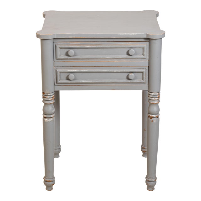 French Country Two-Drawer Painted Distressed Table For Sale
