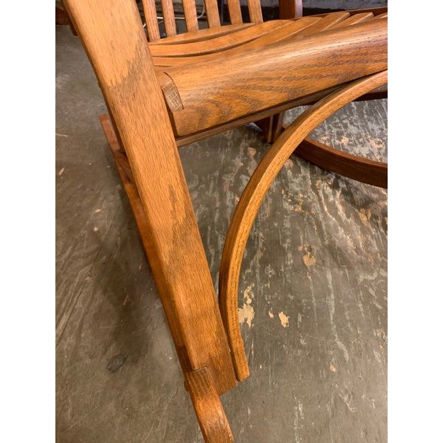 1980s Amish Oak Slat Rocking Chair | Chairish