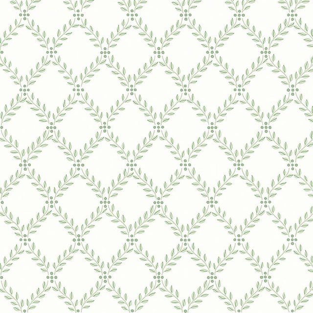 SAMPLE - Boråstapeter Trellis Leaves Wallpaper In Leaf For Sale