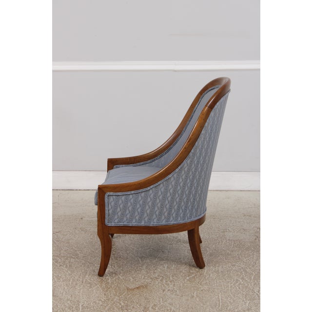 1980s Pair of Baker Walnut Spoon Back Lounge Chairs For Sale - Image 5 of 14