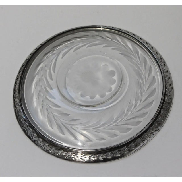 1930s Small Serving Dish Sterling Silver and Cut Crystal For Sale In West Palm - Image 6 of 10