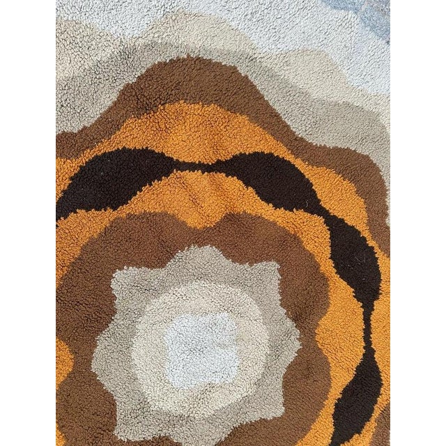 Vintage French Round Hand-Knotted Cogolin Rug, 1960s For Sale - Image 9 of 18