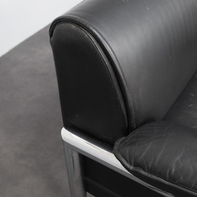 Metal Italian Postmodern Lounge Chair in Leather and Chrome, 1980s For Sale - Image 7 of 9