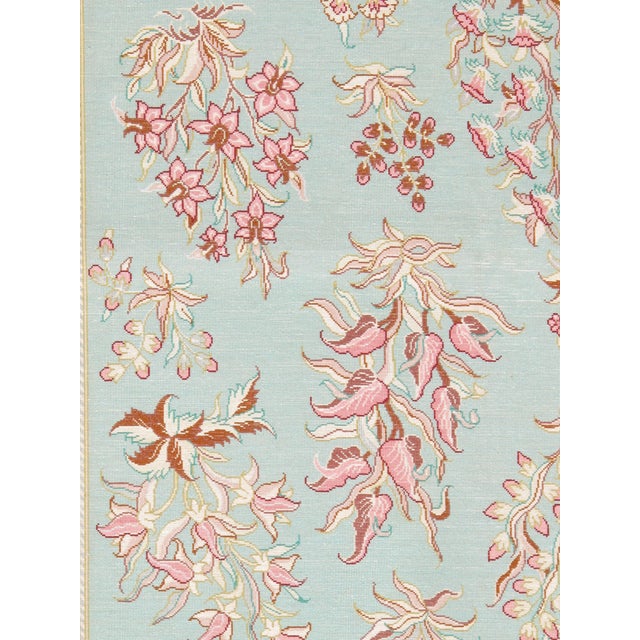 Late 20th Century Rare Finely Woven Persian Silk Qum, Handmade Oriental Rug, Sky Blue and Red For Sale - Image 14 of 17