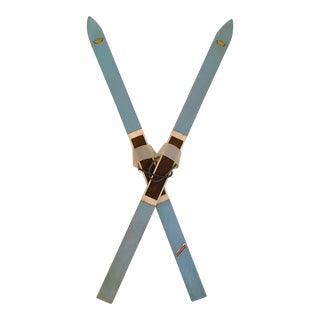Vintage Blue Children's Skis Manufactured by Peters For Sale