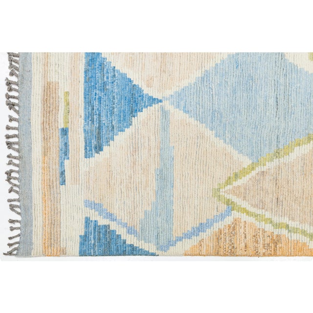 Abstract Geometric Moroccan Style Hand-Knotted Wool Rug – Pastel & Earth Tones For Sale - Image 10 of 11