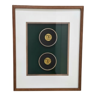 Vintage Wall Street Bull & Bear Lucite Coaster Art For Sale