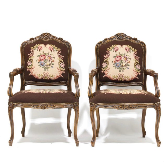 French Early 20th Century Set of Four (4) Louis XV Style Carved Chairs For Sale - Image 3 of 9
