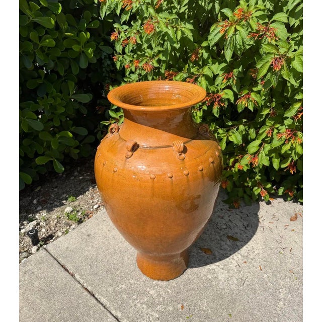 Vintage Oversized Handcrafted Glazed Martaban-Style Floor Vase For Sale In Naples, FL - Image 6 of 11