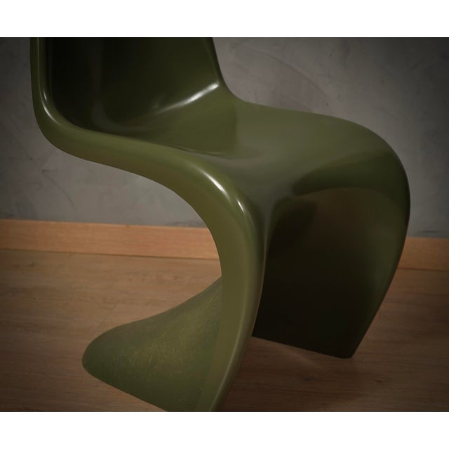 Mid-Century Modern Mid-Century Modern Olive Green Chair in Resin from Verner Panton, 1960s For Sale - Image 3 of 9