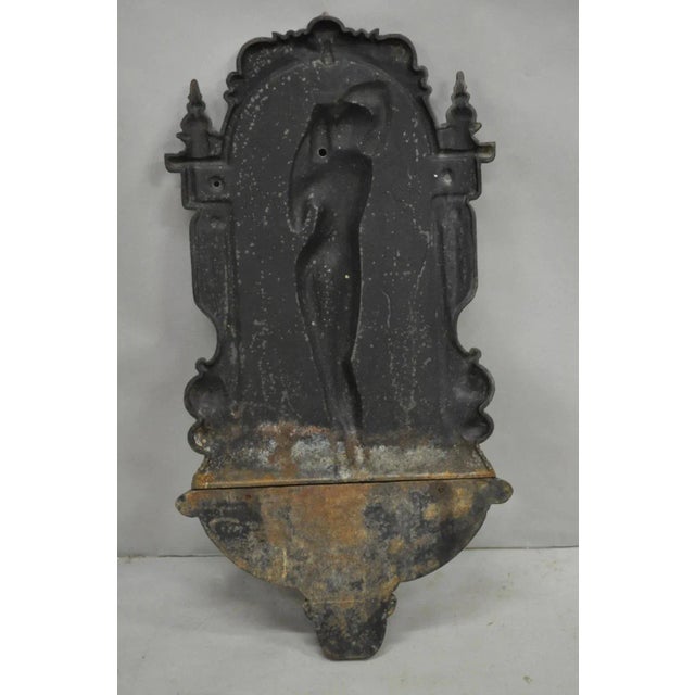 Mid 20th Century Vintage French Neoclassical Cast Iron Nude Maiden Wall Mounted Garden Fountain For Sale - Image 9 of 10