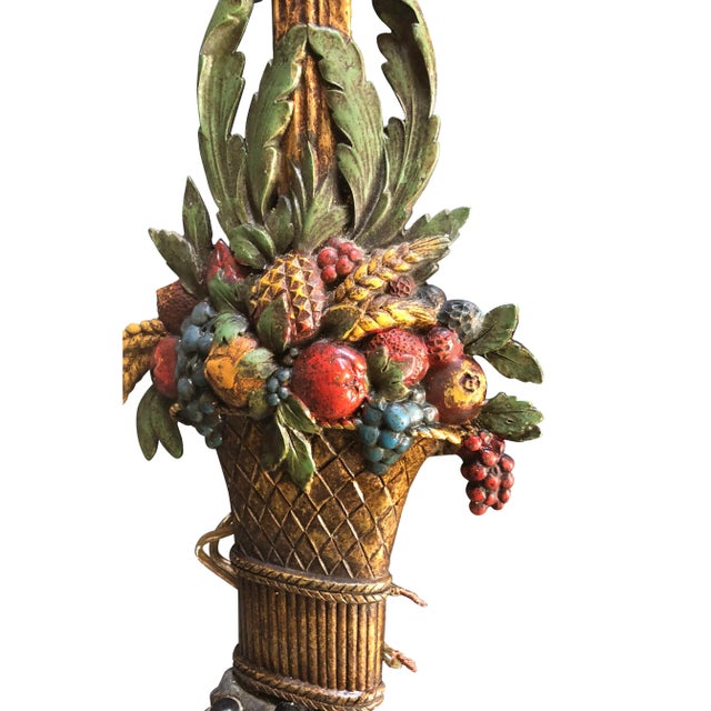 Pair of Large Gilt Bronze and Polychrome Wall Sconces For Sale - Image 4 of 6