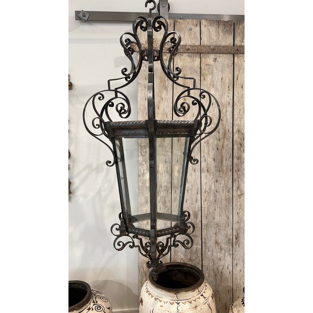 Italian 19th Century Italian Antique Scrolled Iron Lantern For Sale - Image 3 of 7