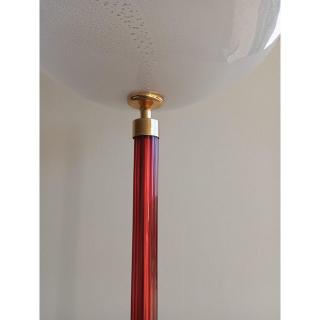 Fluted Murano Glass and Brass Floor Lamp, Italy, 1970s For Sale - Image 3 of 11