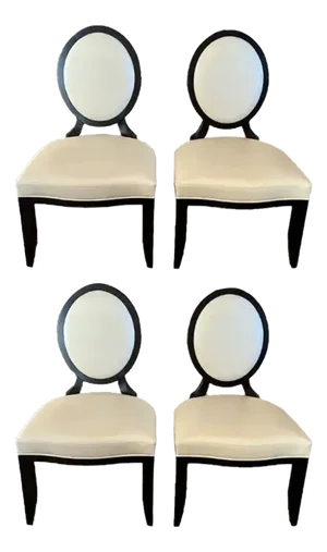 Barbara Barry for Baker Oval X-Back Dining Side Chairs, Transitional- Set of 4
