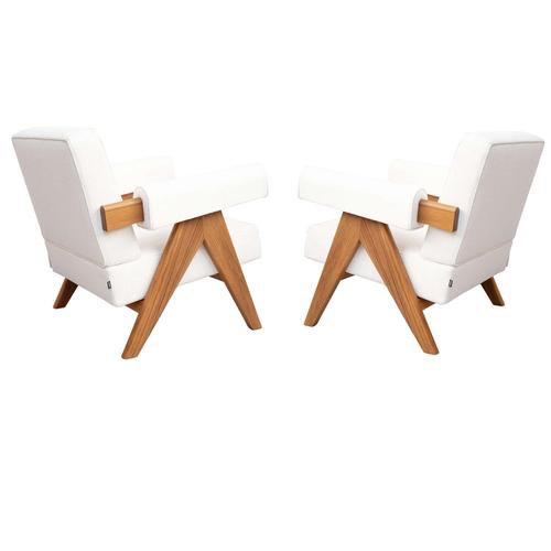 White 053 Capitol Complex Armchairs by Pierre Jeanneret for Cassina, Set of 2 For Sale - Image 3 of 18