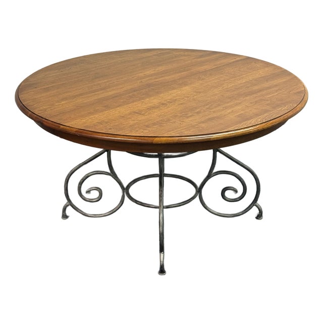 Ethan Allen Maison Cherry and Wrought Iron Dining Table For Sale