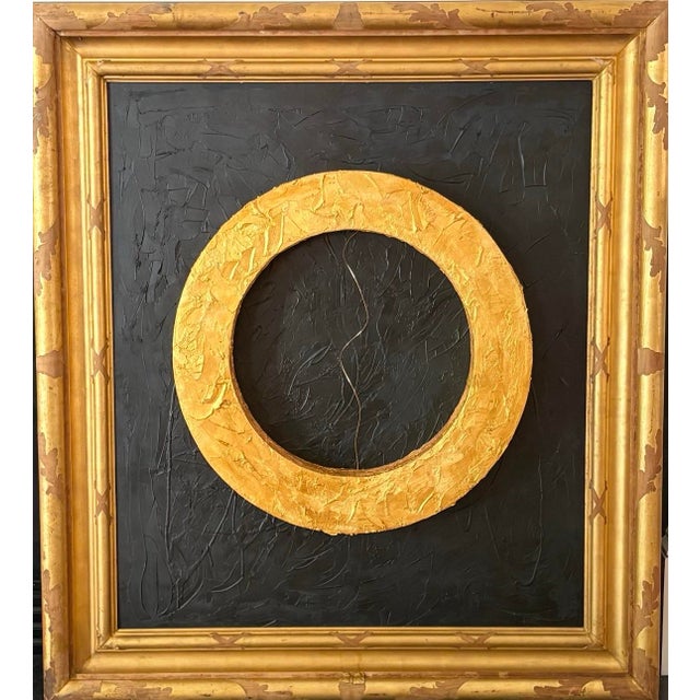 Life – Original Abstract Mixed-Media Painting in Large Antique Gold Frame For Sale - Image 4 of 12