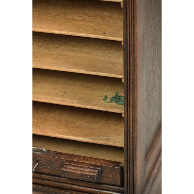 Antique Early 20th Century English Archive Cabinet with Roll-Up Door in Oak For Sale - Image 13 of 15